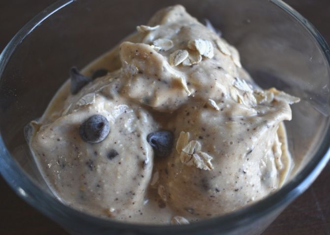 Bowl of vegan oatmeal cookie banana nice cream