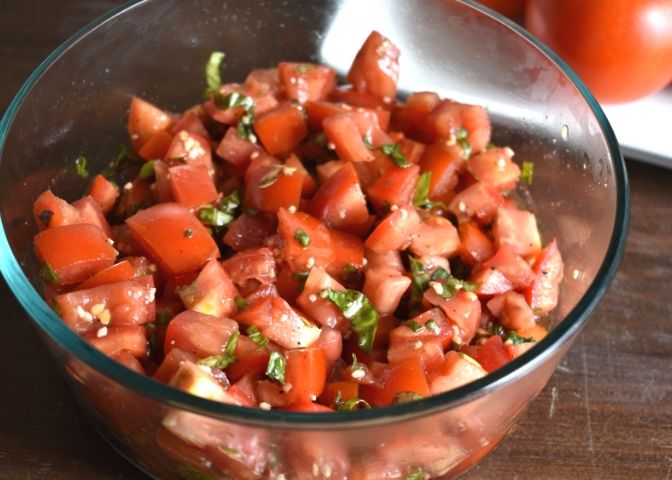 bowl of tomato basil bruschetta