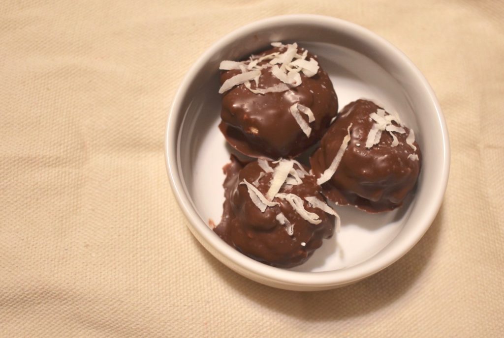 Healthy Chocolate Covered Peanut Butter Bombs