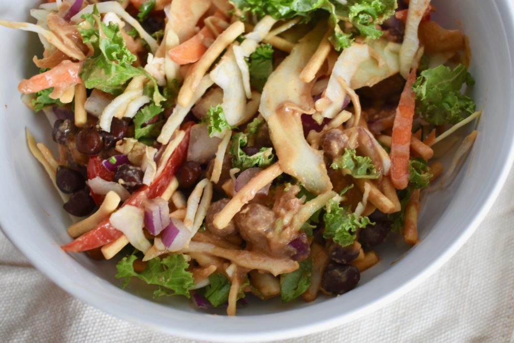 Easiest Thai Salad with Peanut Sauce and Chickpeas