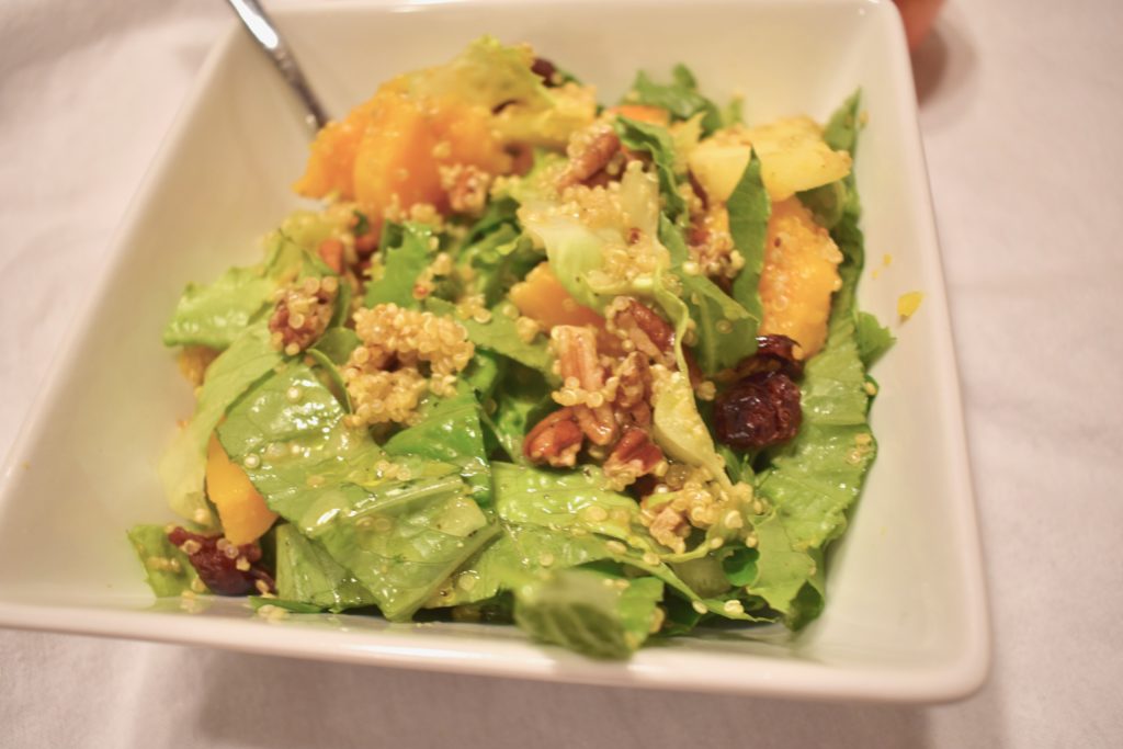 Harvest Salad with Pecans, Romaine, Apple, Squash, Cranberries, and Quinoa