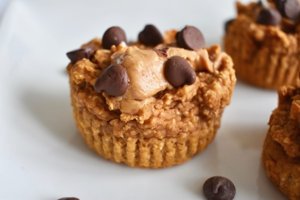 Vegan Sweet Potato Muffin with Nut Butter and Chocolate