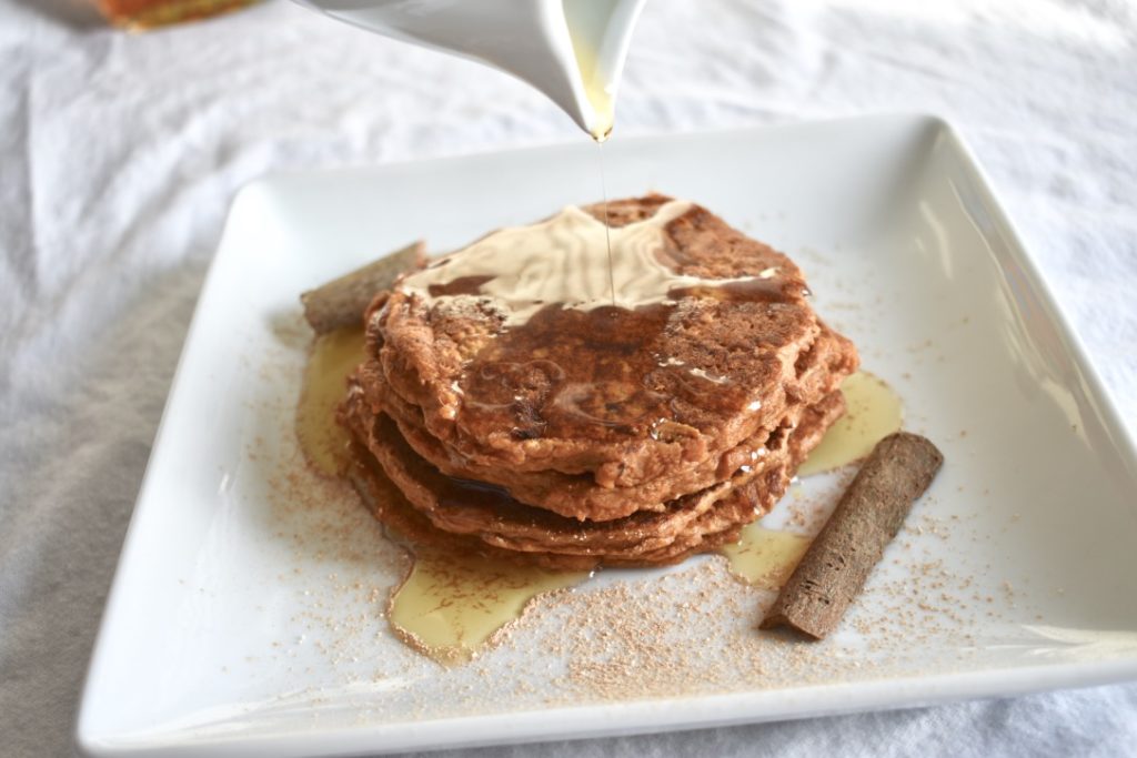 Vegan Sweet Potato Pancakes with Maple Poured
