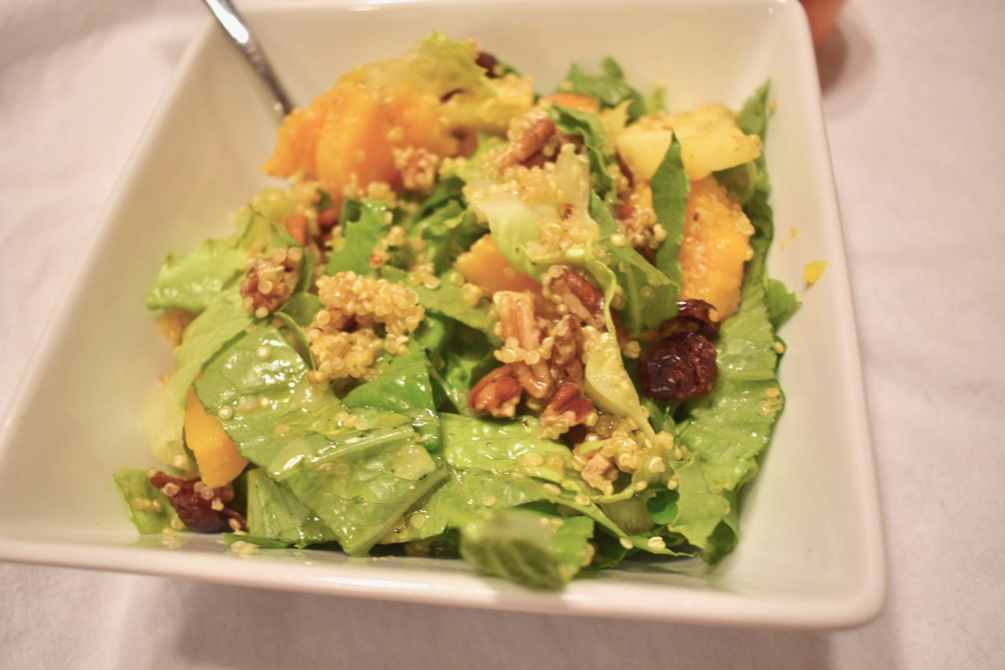 Harvest Salad with Pecans, Romaine, Apple, Squash, Cranberries, and Quinoa