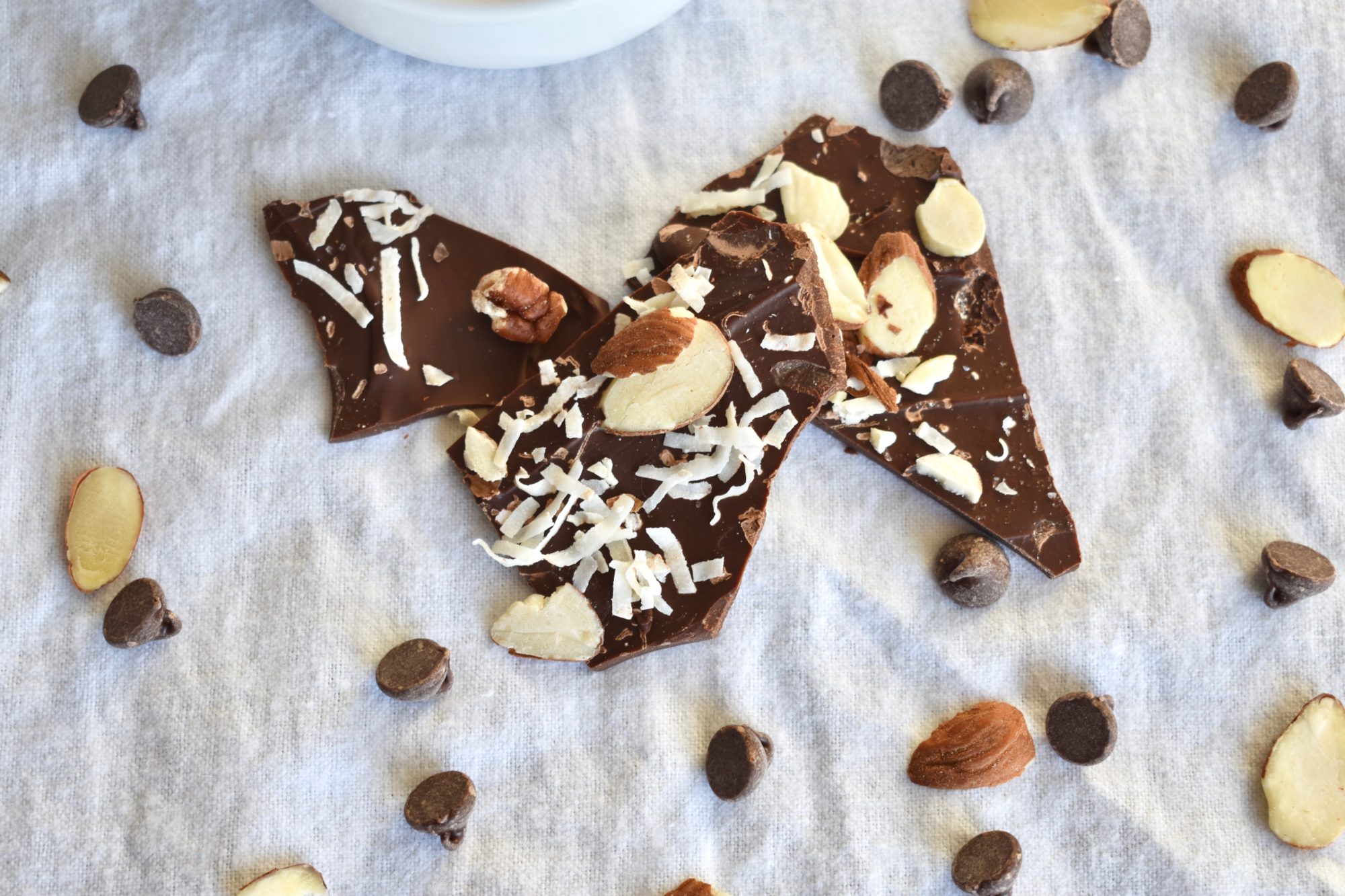 Chocolate Bark with Sea Salt, Coconut, Almonds, and Pecans